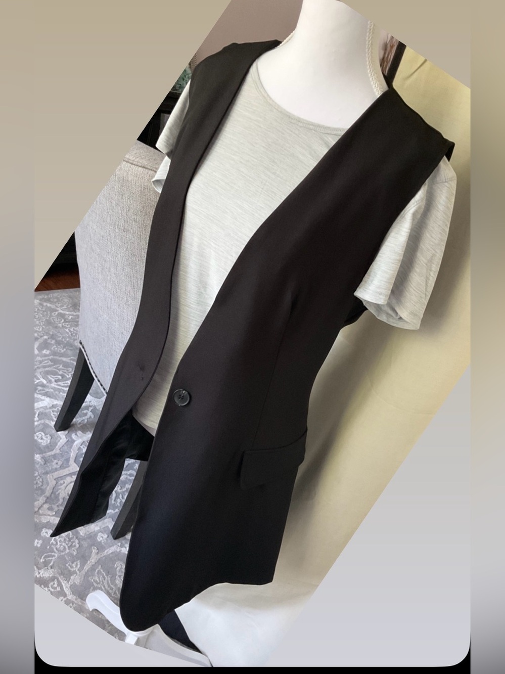 Sleeveless Black Long Vest Jacket - Women